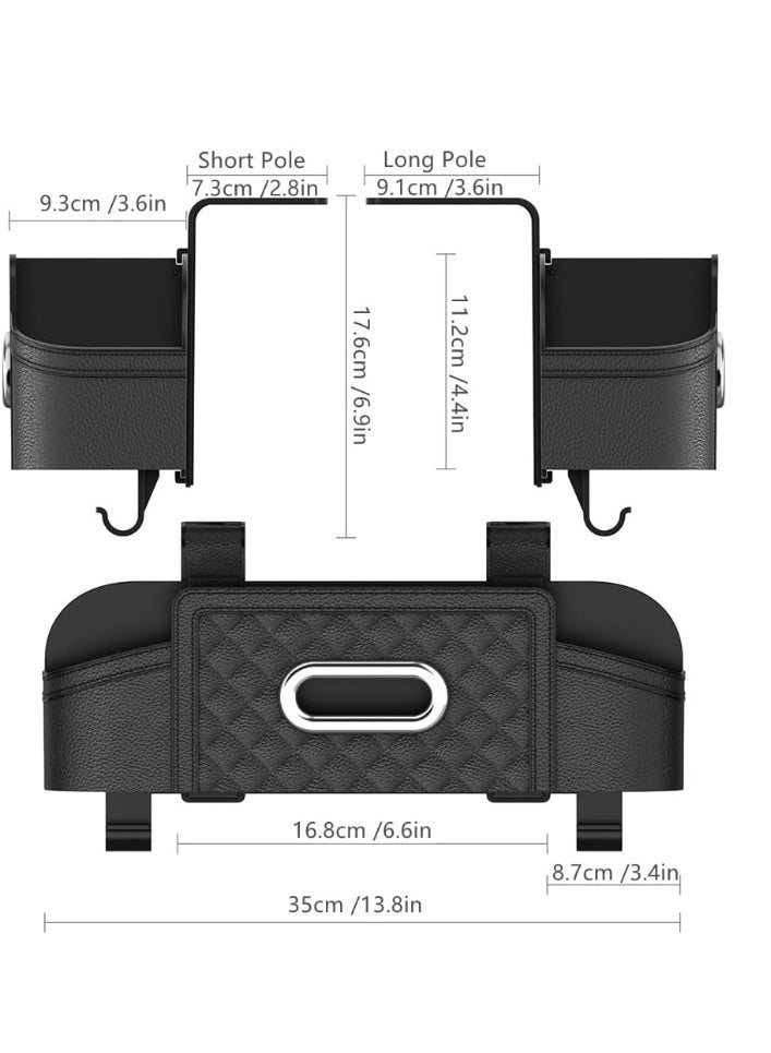 Soofam Car Back Seat Storage Organizers, with 2 Drink Cup Holder, Tissue Box and Storage Box Hook, Auto Multi Functional Storage, for Kids, Men, Women and Travel (Black) - Image 5